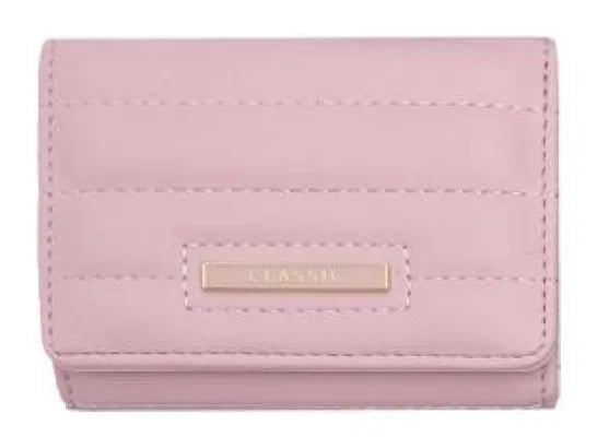 Classic Strip Tri-Fold Zip-Around Women's Wallet (Pink)