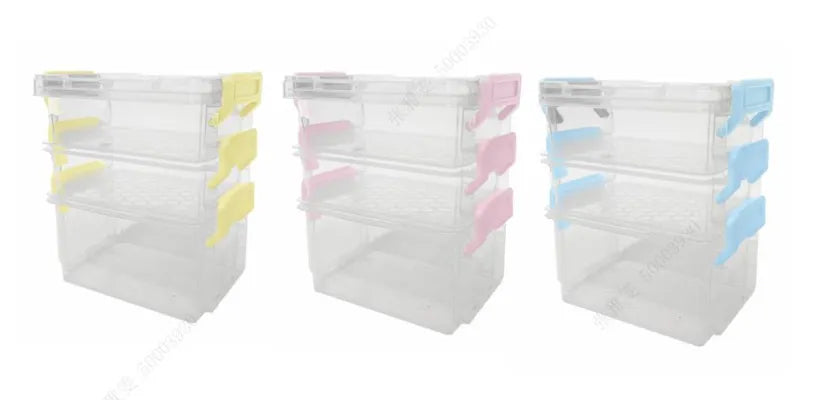 Summer Series 3-Tier Storage Box with Lid-clamping Handles (S)