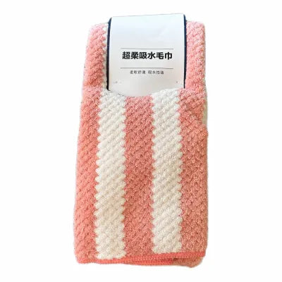 Striped Coral Fleece Towel (Orange)