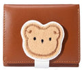 Women's Cute Fuzzy Bear Short Trifold Wallet(Brown)