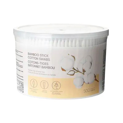 Bamboo Stick Cotton Swabs 500 Count (Pointed Tips & Spiral Tips)