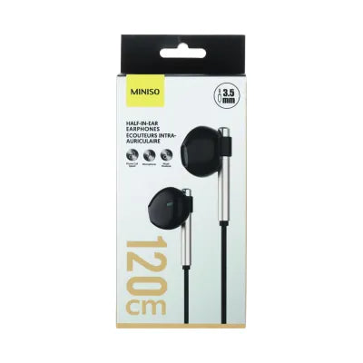 3.5mm Half-in-Ear Earphones Model: Y668(Black & Golden)