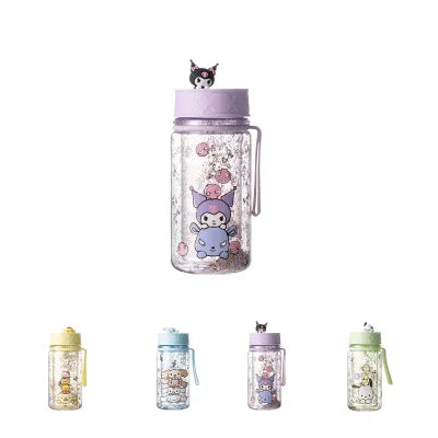 Sanrio Characters Glitter Plastic Water Bottle with Strap (300mL)