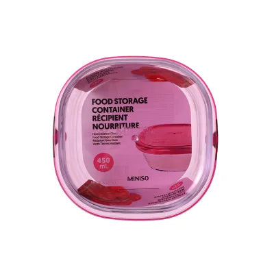 Heat-resistant Glass Food Storage Container (450mL)(Rose Red)