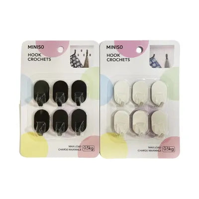 Oval Hooks (6 pcs)(Black/White)