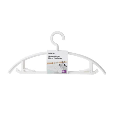 Minimalist Solid Color Plastic Clothes Hangers (5 pcs)(White)