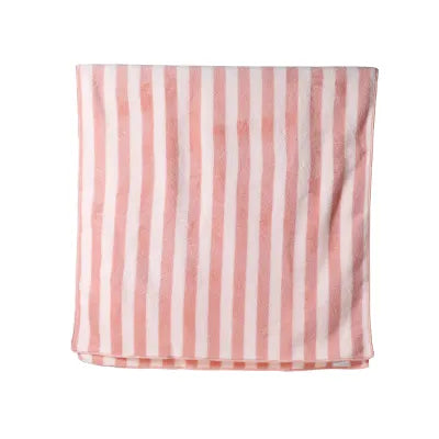 Classic Striped Coral Fleece Bath Towel(Pink)