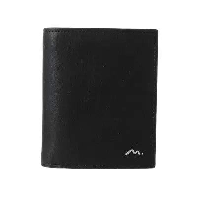Men‹¬?s Vertical Short Bifold Wallet with Silver Letters(Black)