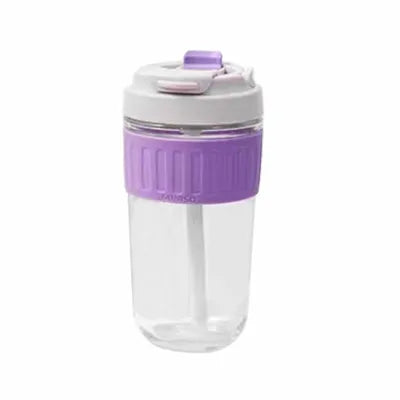 Glass Cool Water Bottle with Handle (500mL) (Purple)