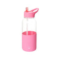 Plastic Water Bottle with Handle and Solid Color Sleeve (1000mL)(Pink)