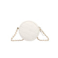 Diamond Pattern Quilted Round Mini Crossbody Bag(White)