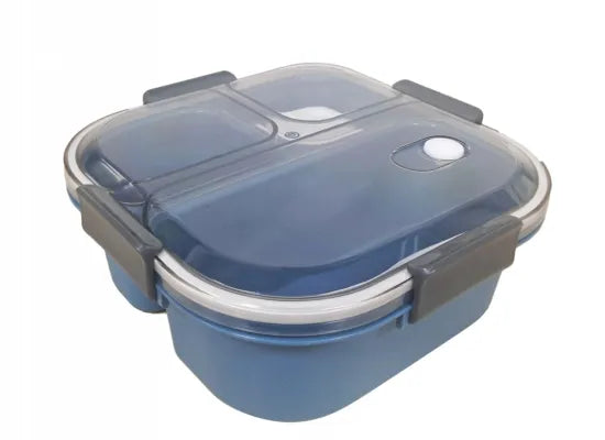 Solid Color Series 3 Compartment Bento Box (1200mL)(Blue)