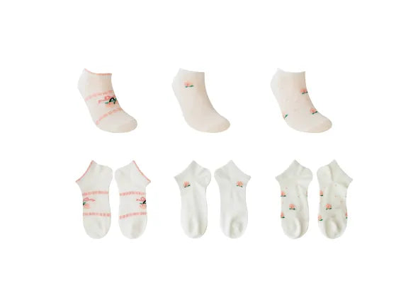 Women's Fruits Ankle Socks (3 Pairs)(Peach)