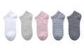 Women's Ankle Socks (5 Pairs)(Pink & Gray)