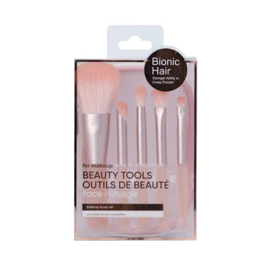 Makeup Brushes Set with Storage Bag (5 pcs, Pink)