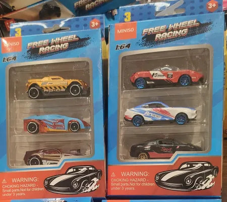 Miniso Free Wheel Cars Pack of 3(YL+BL+DM)