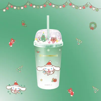 Sanrio?ÿcharacters?ÿChristmas?ÿCollection Micro Landscape Plastic Tumbler with Straw (480mL)(Cinnamoroll)